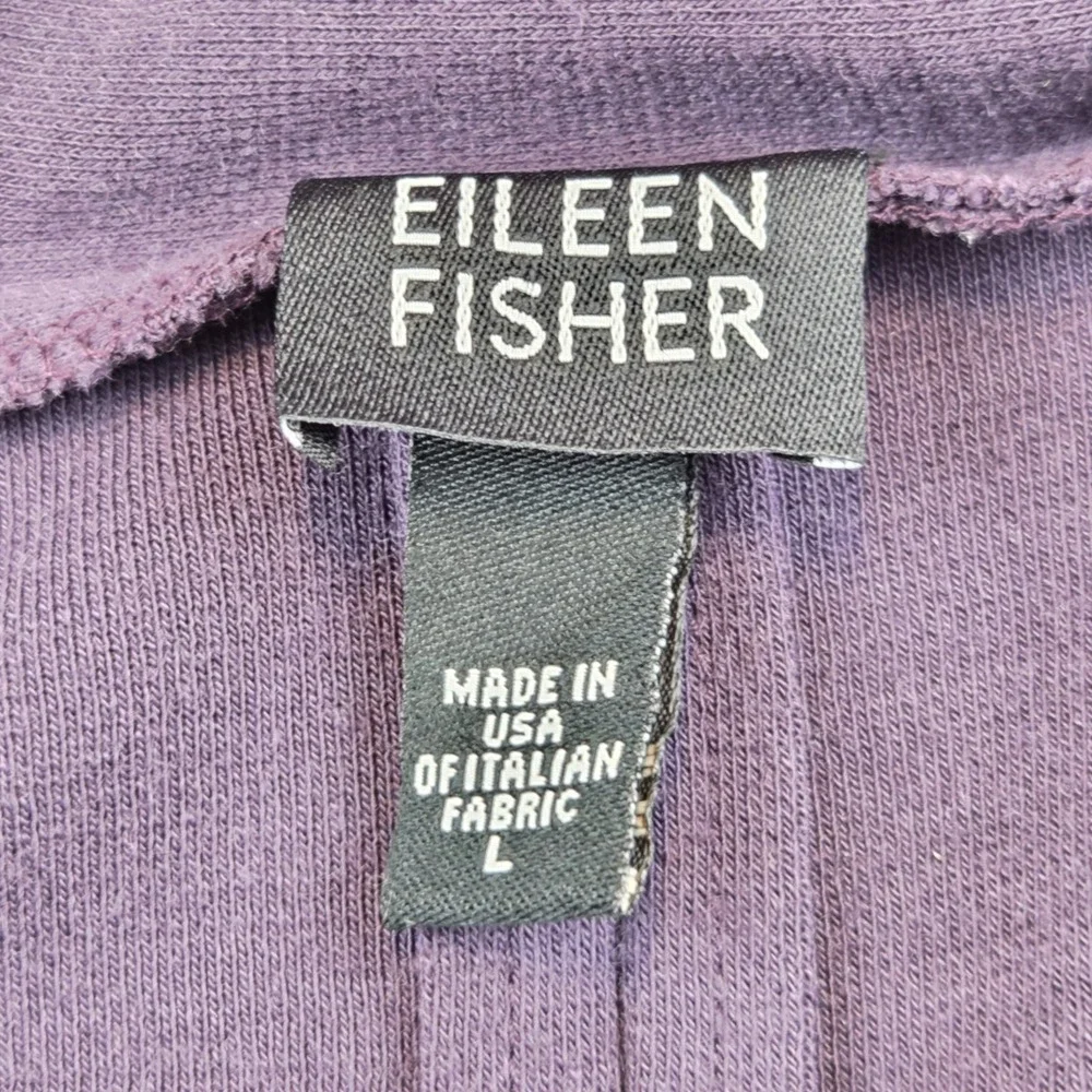Eileen Fisher Open Front Cardigan Women's Medium Purple Wool‎ Blend Wrap Office